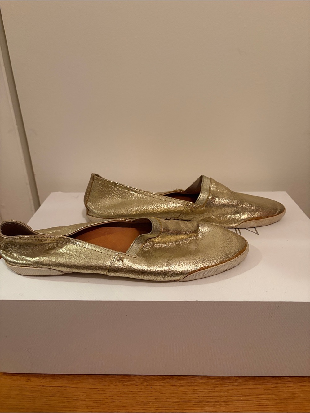 Frye Metallic Gold Slip-On Flats